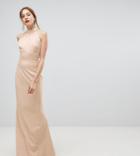Jarlo Tall High Neck Ruched Open Back Maxi Dress-pink