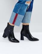 Raid Sapphire Black Croc Heeled Ankle Boots - Black