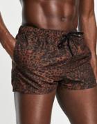 Asos Design Swim Shorts With Animal Print Super Short Length-multi