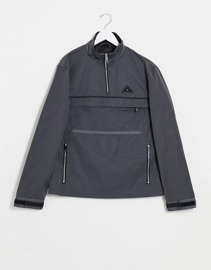 River Island Half Zip Overhead Jacket In Blue-blues