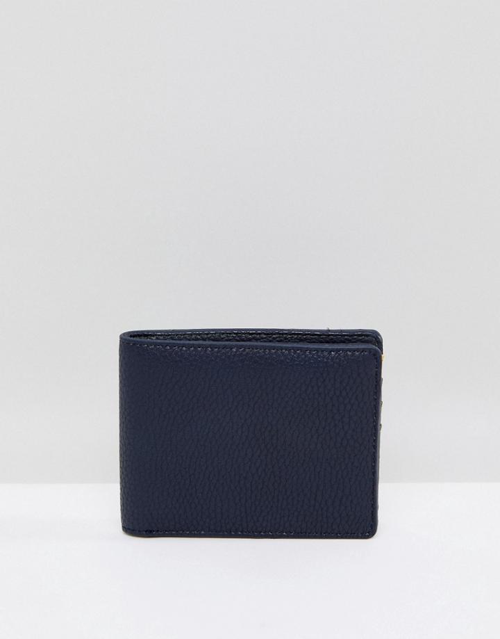 Stradivarius Wallet With Contrast Interior In Navy - Navy