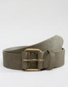 Asos Wide Belt In Gray With Buckle Detail - Gray