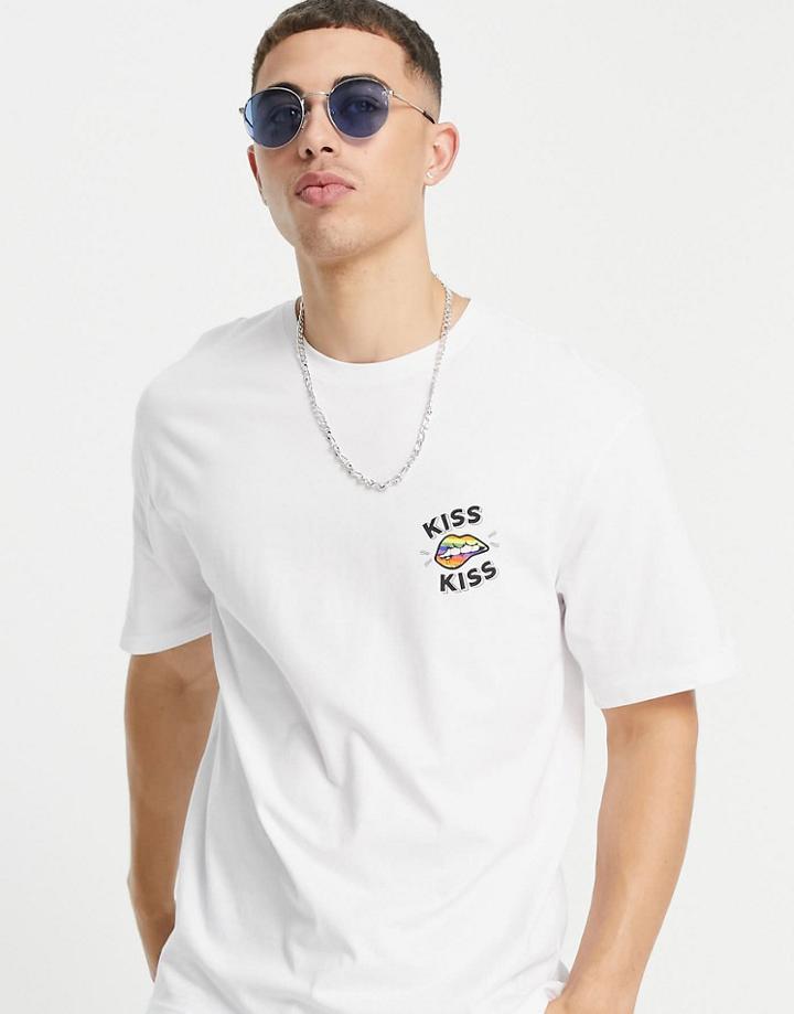 Jack & Jones Originals Pride Oversized T-shirt With Chest Logo In White
