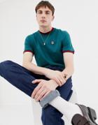 Fila White Line Ringer T-shirt With Small Logo In Green - Green