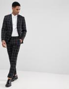 Selected Homme Slim Fit Suit Pants In Panel Grid - Black