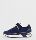 River Island Sneakers With Gold Trim In Navy - Navy