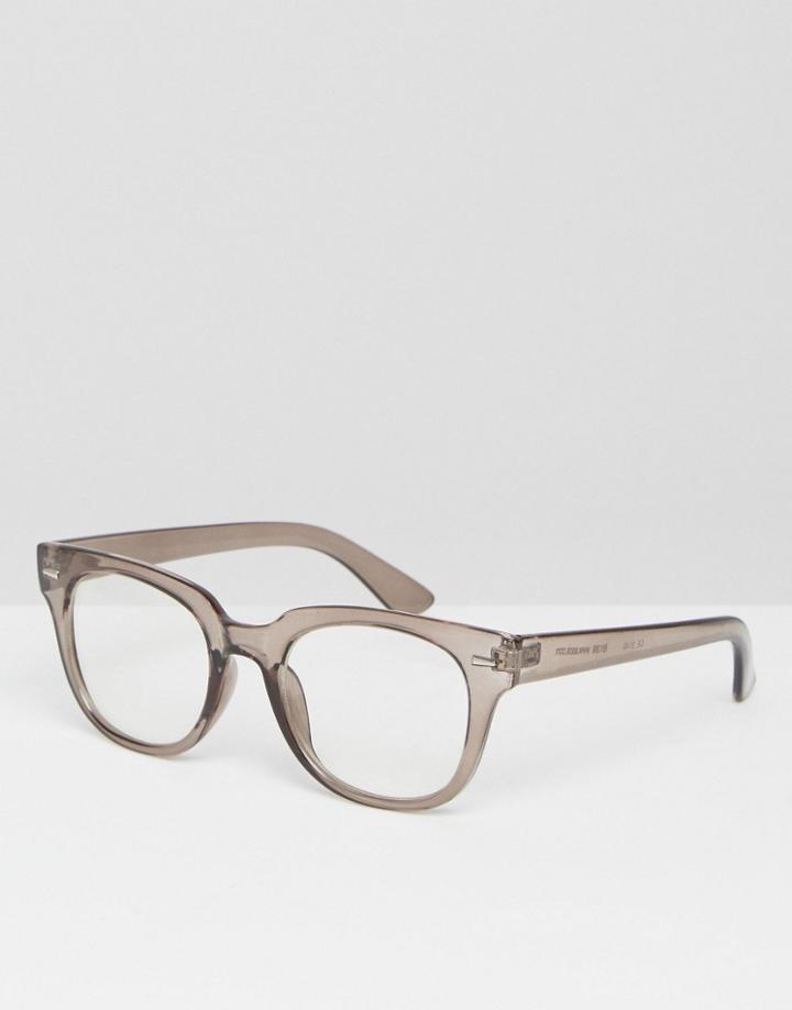 Asos Square Clear Lens Glasses In Gray - Gray
