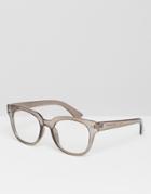 Asos Square Clear Lens Glasses In Gray - Gray