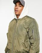 True Religion Bomber Jacket With Sherpa Hood-brown