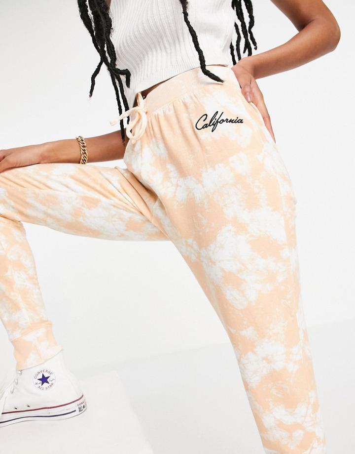 New Look California Motif Tie Dye Sweatpants In Orange - Part Of A Set