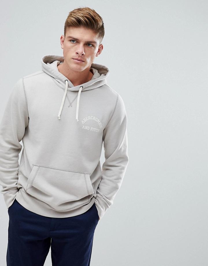 Abercrombie & Fitch Chest Logo Hoodie In Cream - Cream