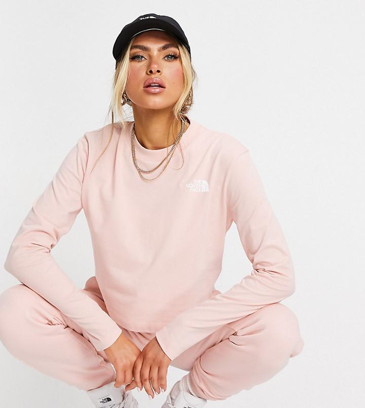 The North Face Cropped Long Sleeve T-shirt In Pale Pink Exclusive At Asos