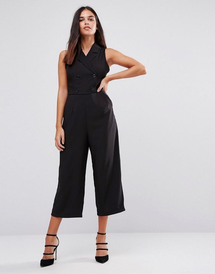 Ax Paris Tailored Culotte Jumpsuit - Black