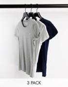 Hollister 3 Pack Logo Crew Neck T Shirts In Multi