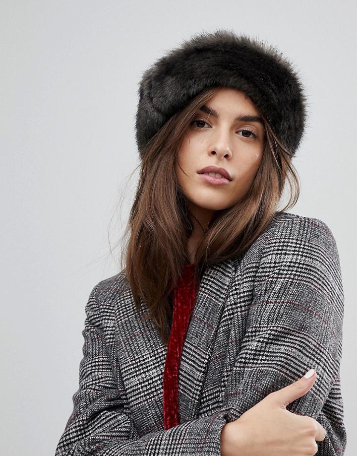 Brixton Hat With Faux Fur Trim - Gray