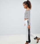 Asos Design Tall Pants With Lace Trim - White