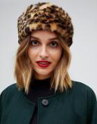 Pieces Faux Fur Leopard Headband - Brown