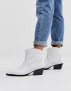 Depp White Leather Western Boots - White