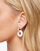 Topshop Interlocked Pave And White Hoop Earrings In Gold
