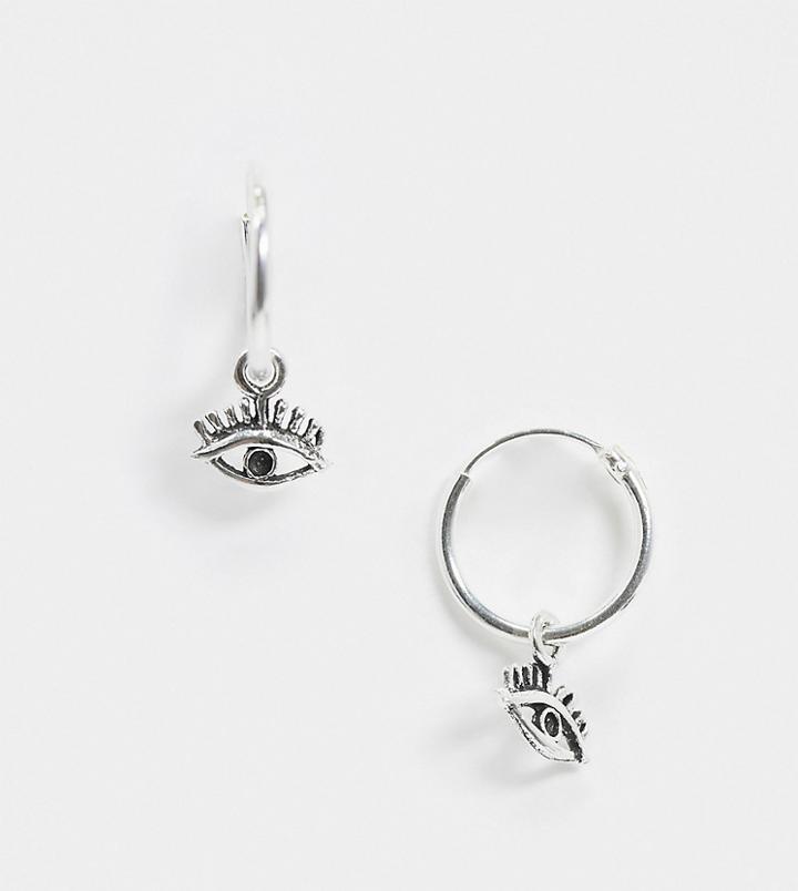Kingsley Ryan 12mm Hoop Earrings With Eye Drop In Sterling Silver