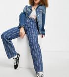 Reclaimed Vintage Inspired 90's Dad Jeans In Monogram Print - Part Of A Set-blues