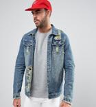 Liquor N Poker Norton Super Distressed Stone Wash Jacket - Blue