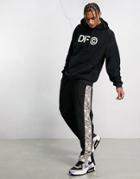 Asos Dark Future Relaxed Sweatpants With Printed Velour Side Panels In Black