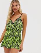 New Look Romper In Yellow Snake