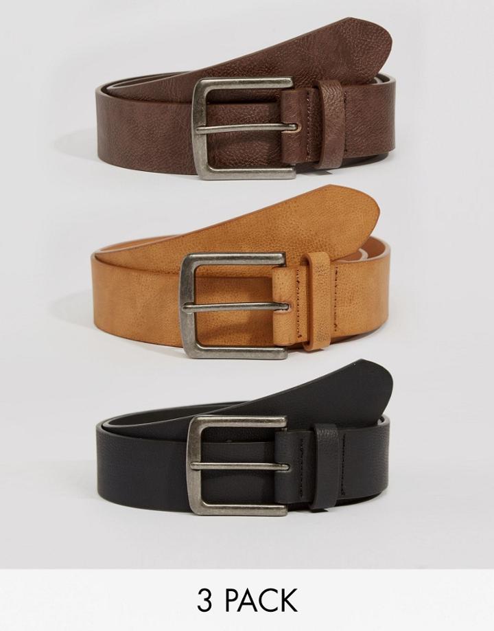 Asos Casual Belt 3 Pack Save 17%