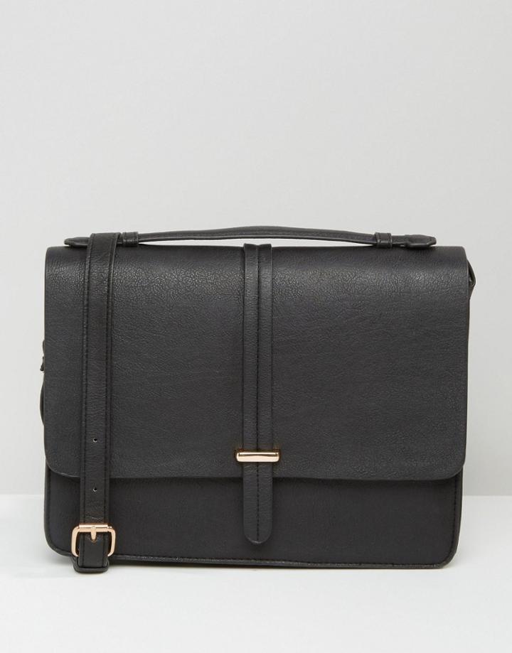 Asos Slot Through Tab Satchel Bag - Black
