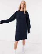Y.a.s Knitted Dress With Volume Sleeves In Navy