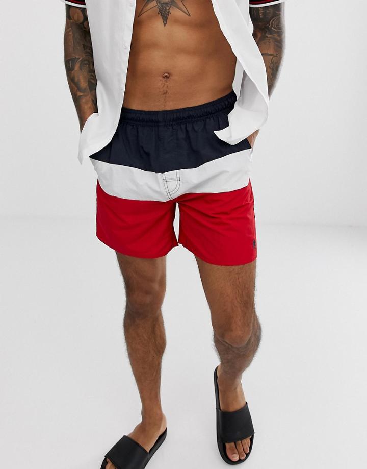 French Connection Block 3 Stripe Swim Shorts-multi