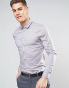 Asos Super Skinny Shirt With Stretch In Gray - Gray