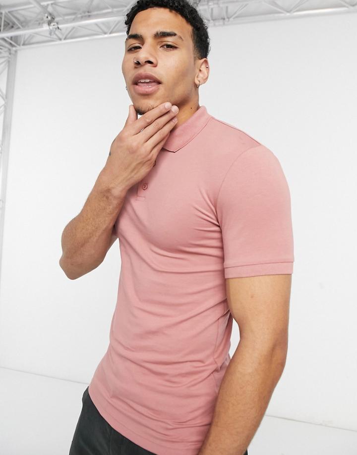 Asos Design Organic Muscle Fit Polo In Pink
