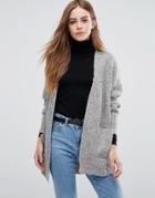 See U Soon Longline Cardigan In Metallic Yarn - Gray