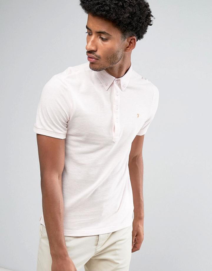 Farah Merriweather Short Sleeve Marl Polo Shirt In Light Pink - Pink