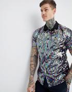 Asos Design Festival Regular Fit Sequin Shirt - Multi