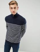 Esprit 1/2 Zip Neck Knitted Sweater With Stripe - Navy