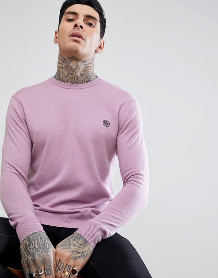 Pretty Green Hinchcliffe Crew Sweater In Pink - Pink