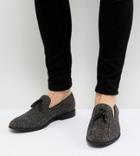 Asos Wide Fit Tassel Loafer In Gray And Black Print - Gray