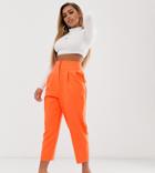 Asos Design Petite Extreme Tapered 80s Pants In Pop Orange - Orange