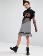 The Ragged Priest Skirt In Mixed Gingham - Black