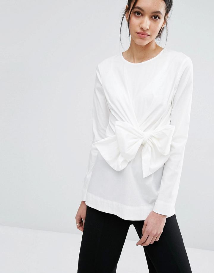 Just Female Sunday Blouse With Tie Detail - White