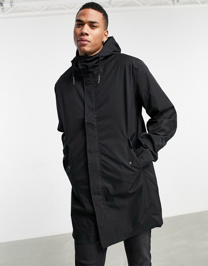 Asos Design Longline Waterproof Rain Jacket In Black