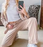 Reclaimed Vintage Inspired High Waist Wide Leg Pants In Camel-neutral