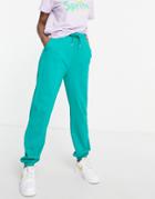 Asos Design Organic Blend Basic Sweatpants In Jade Green-multi
