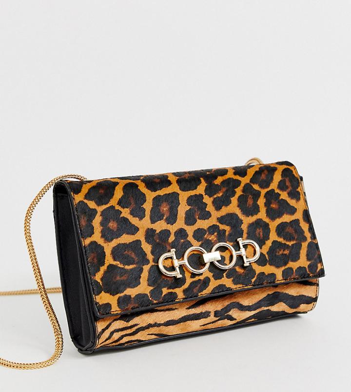 Aldo Pellian Leopard & Tiger Print Clutch Bag With Chain Strap