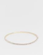 Asos Design Stretch Bracelet With Crystal In Gold Tone - Gold