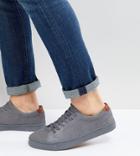 Asos Wide Fit Sneakers In Gray Real Suede - Gray