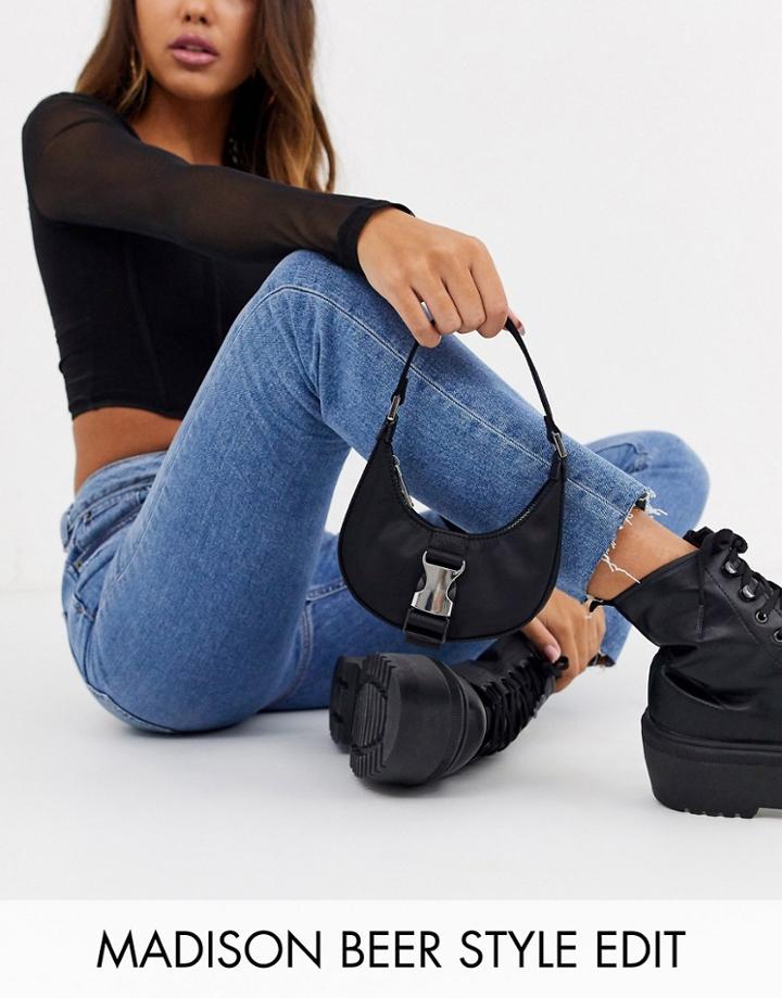 Asos Design Micro 90s Bag With Hardware Detail-black